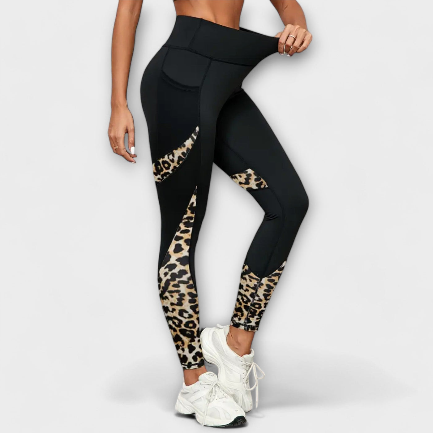 Pantalons de entrenament de cintura alta amb estampat de lleopard