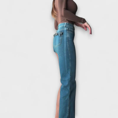 Astra - Shorts de denim asimètrics de moda amb un tirant d'espatlla