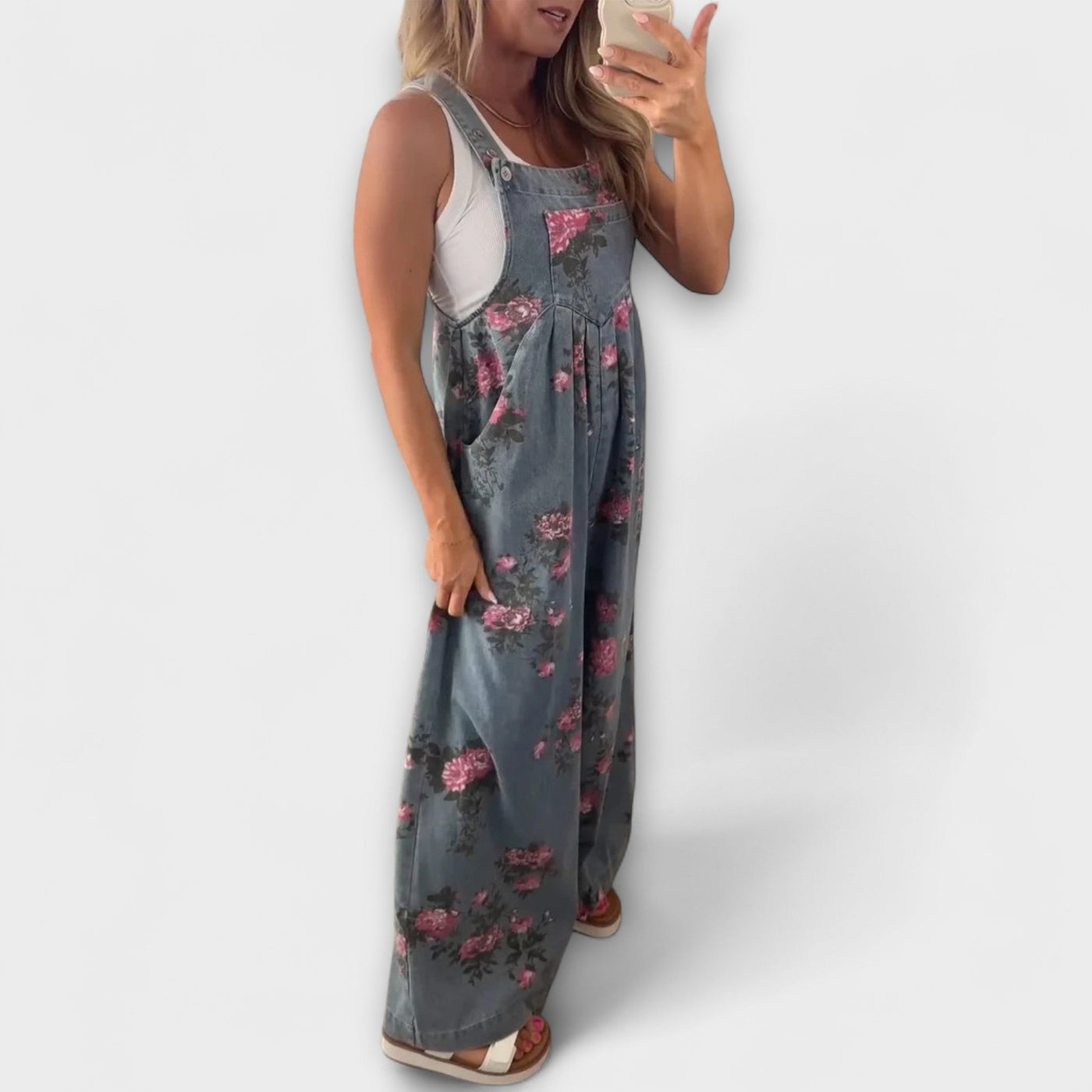 Bethany - Roba de treball de denim amb estampat floral