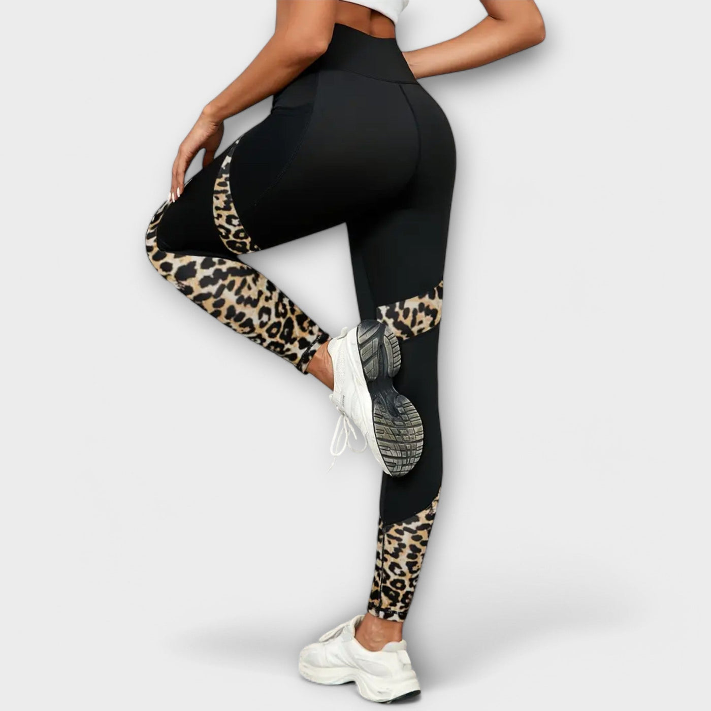 Pantalons de entrenament de cintura alta amb estampat de lleopard