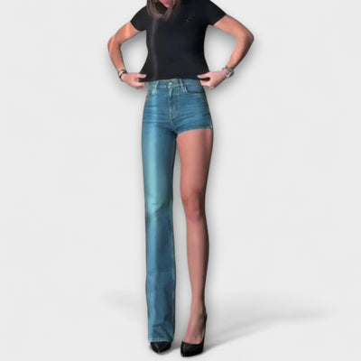 Astra - Shorts de denim asimètrics de moda amb un tirant d'espatlla