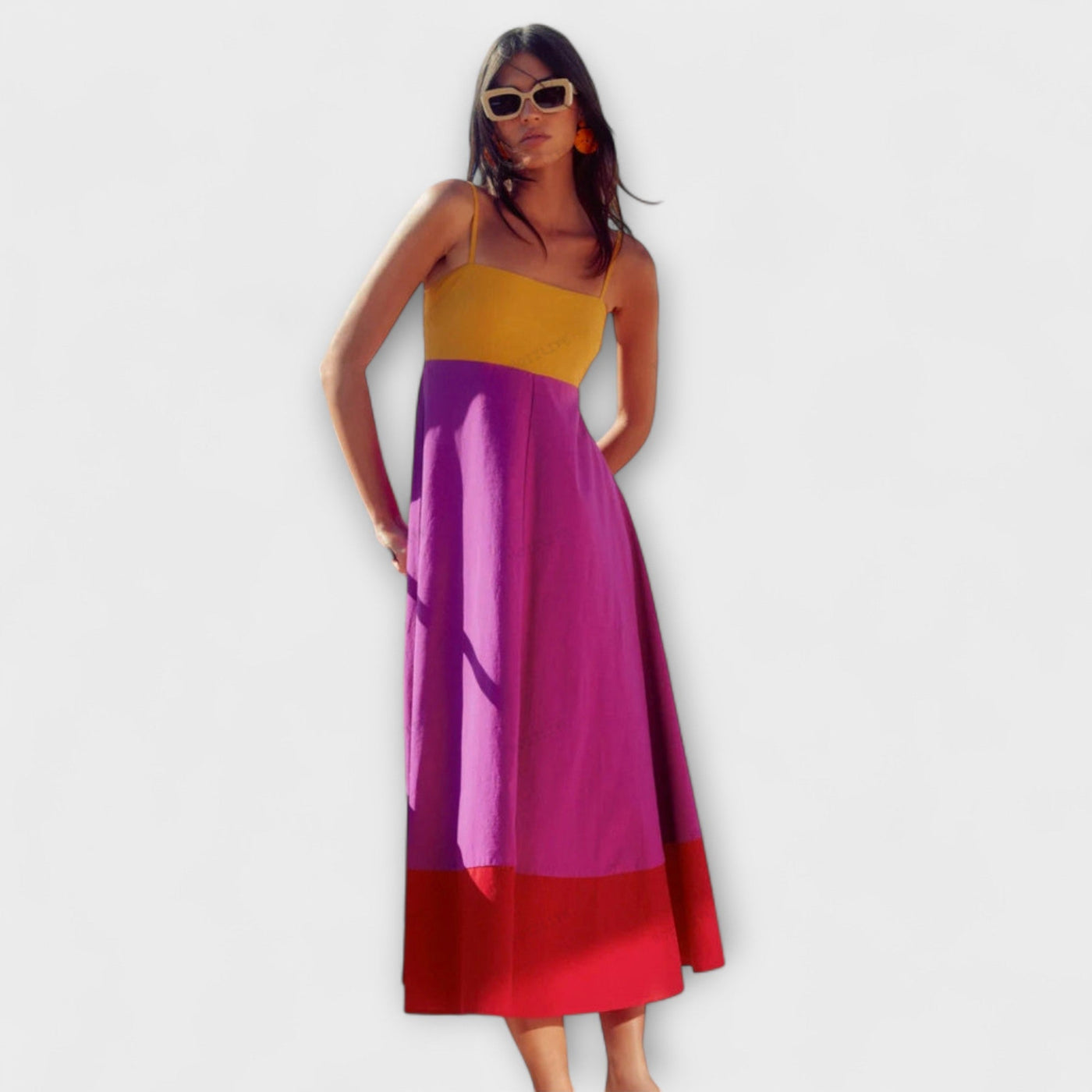 Vestit de tirants de color bloc