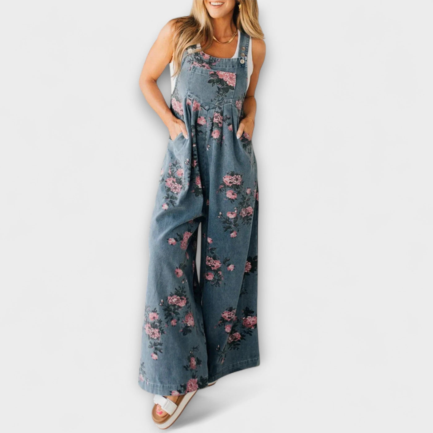 Bethany - Roba de treball de denim amb estampat floral