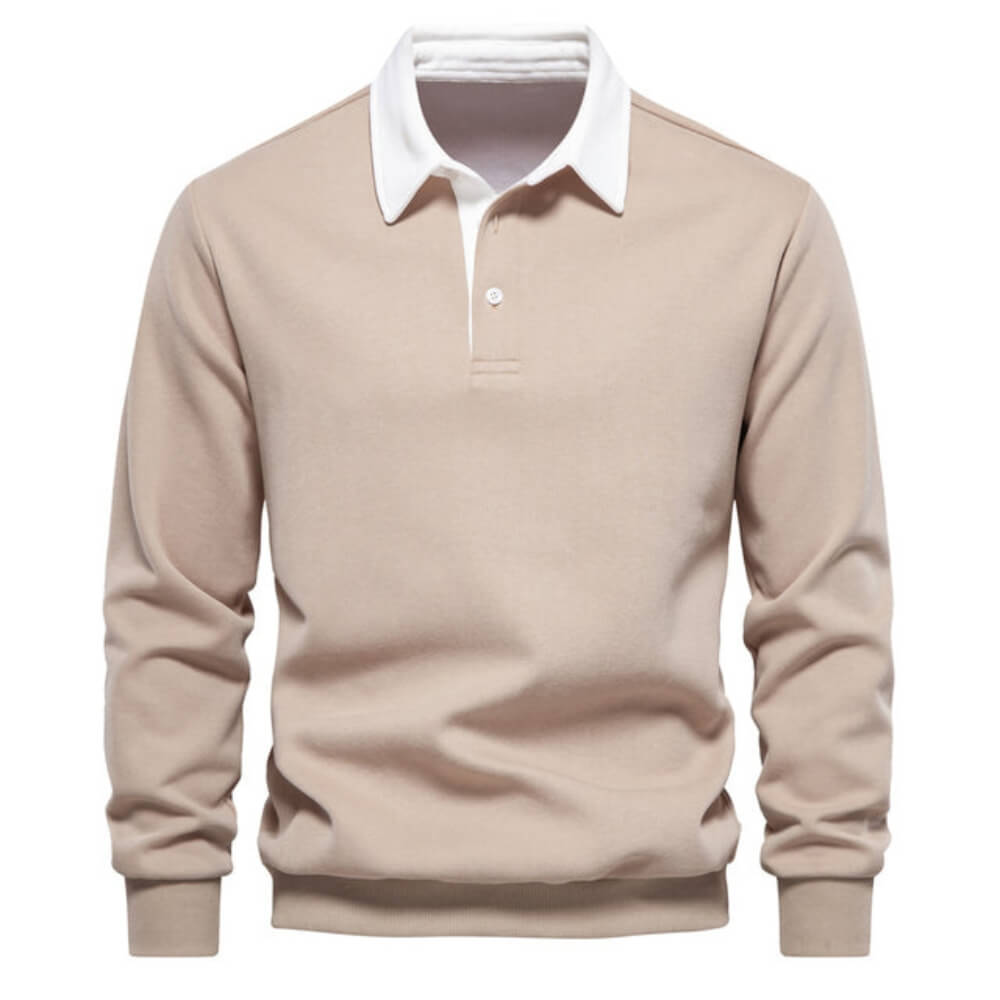 Poloshirt per a homes de màniga llarga – Camisa de màniga llarga elegant i estilosa amb coll per a la vida quotidiana i l'oficina