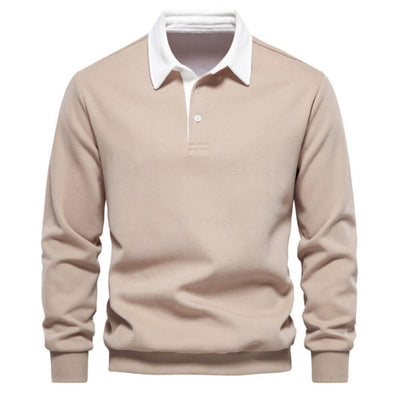 Poloshirt per a homes de màniga llarga – Camisa de màniga llarga elegant i estilosa amb coll per a la vida quotidiana i l'oficina