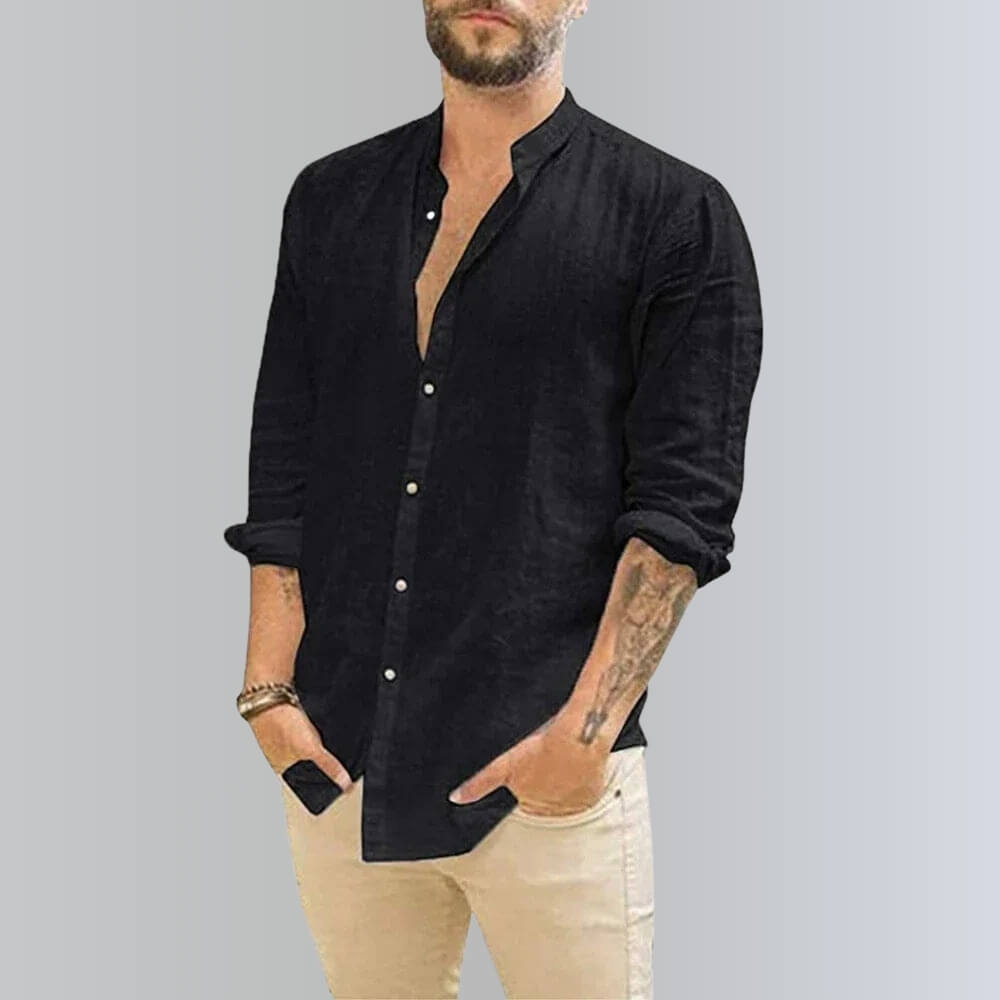 Camisa de lli per a home d'estiu – Camisa de lleure casual i lleugera per a dies calorosos