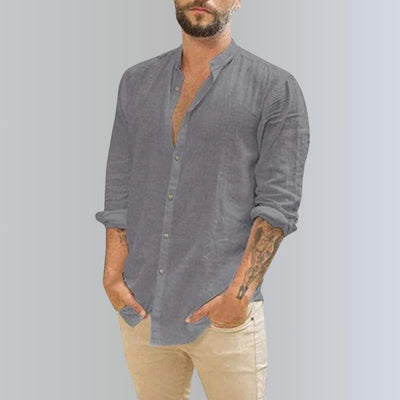 Camisa de lli per a home d'estiu – Camisa de lleure casual i lleugera per a dies calorosos