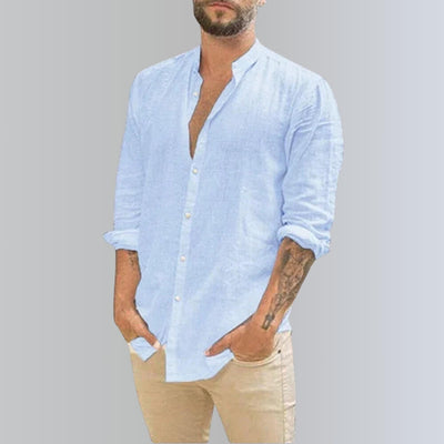 Camisa de lli per a home d'estiu – Camisa de lleure casual i lleugera per a dies calorosos