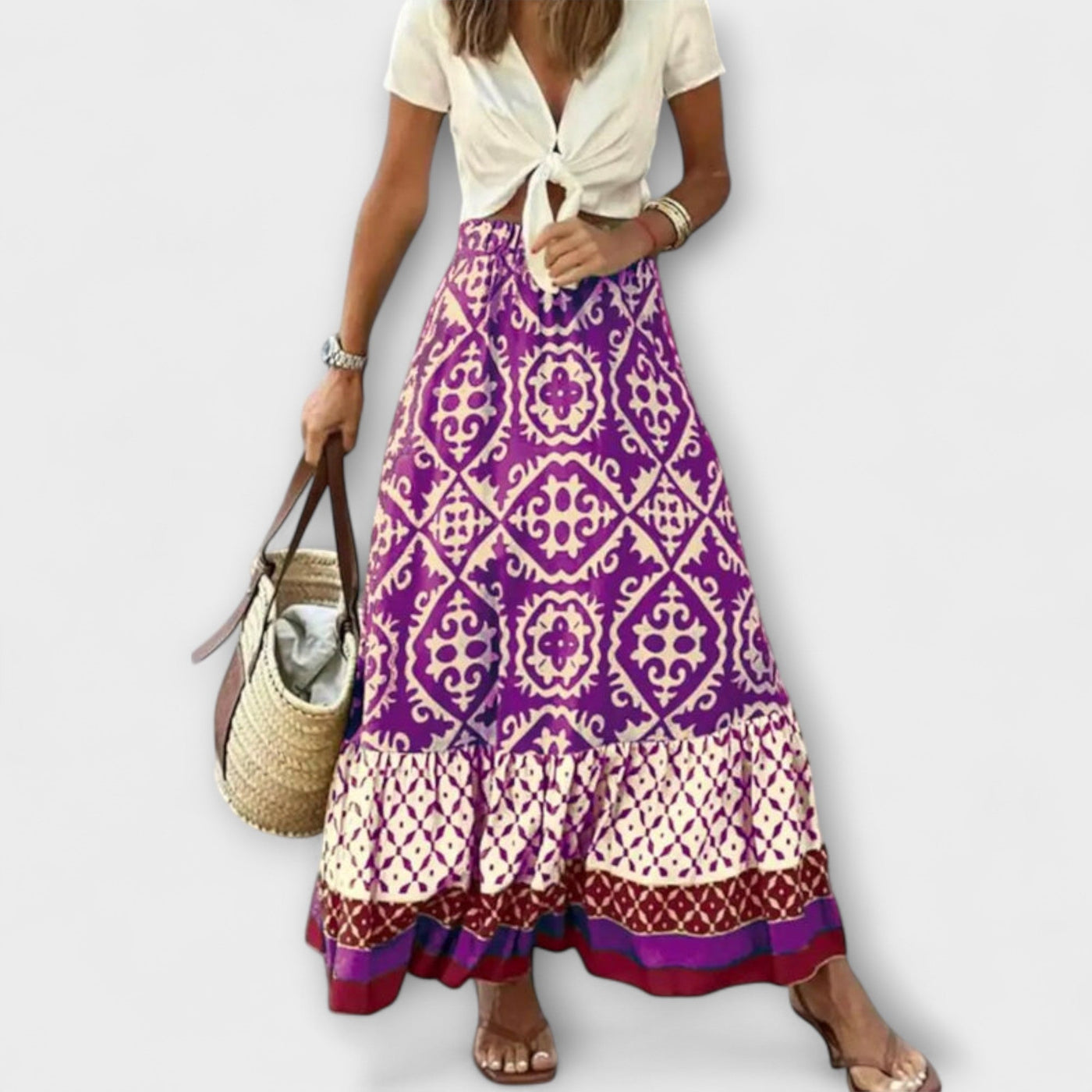 Dagmar - Falda d'estiu de cintura alta per a dones