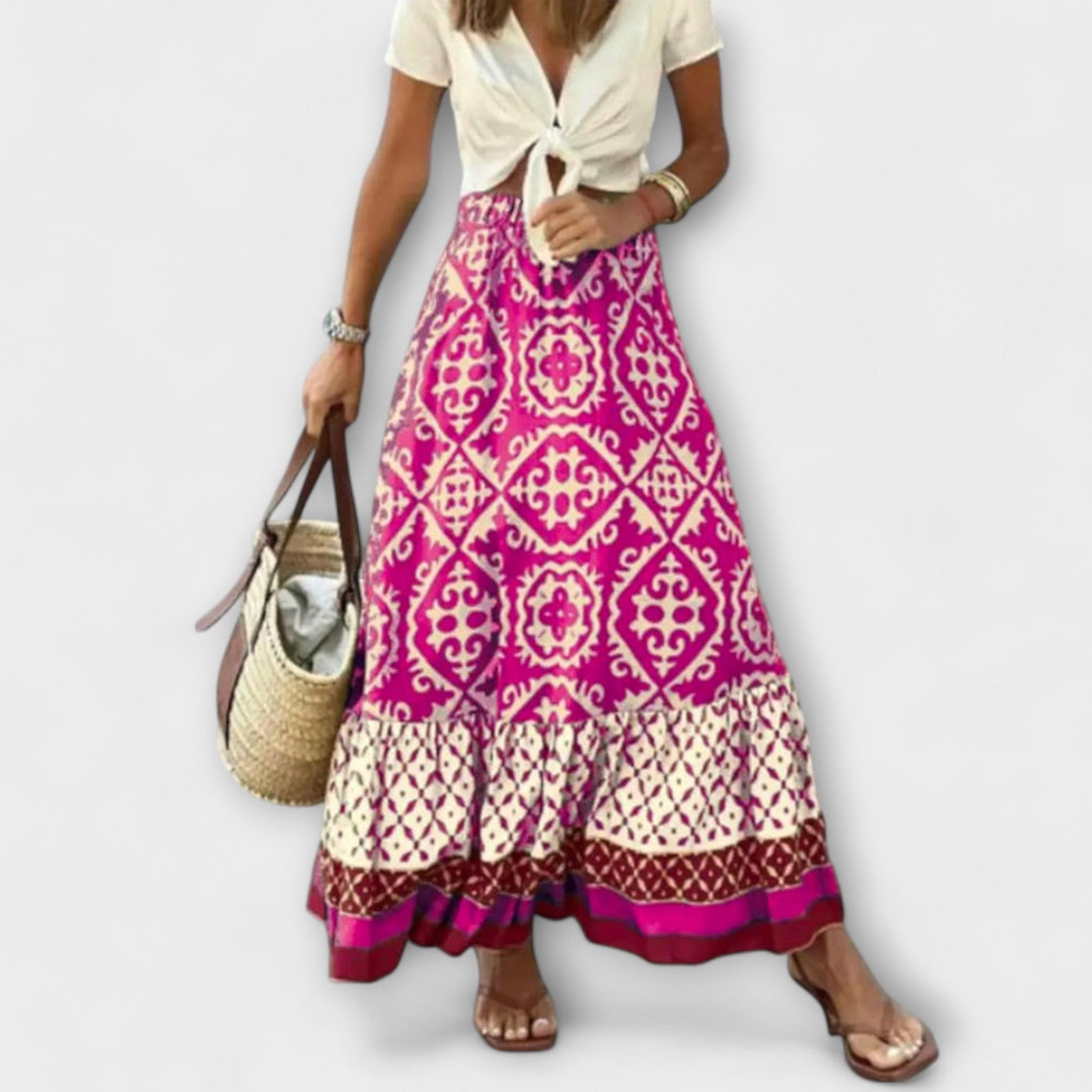 Dagmar - Falda d'estiu de cintura alta per a dones