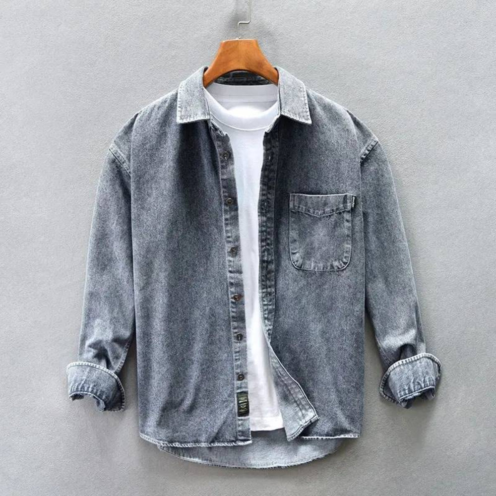 Jaqueta Stone-Washed per a homes, casual, versàtil, aspecte de denim, perfecta per a temps lliure i el dia a dia