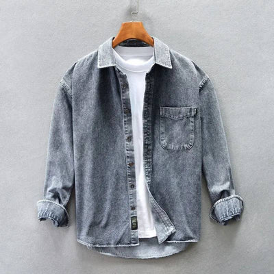 Jaqueta Stone-Washed per a homes, casual, versàtil, aspecte de denim, perfecta per a temps lliure i el dia a dia