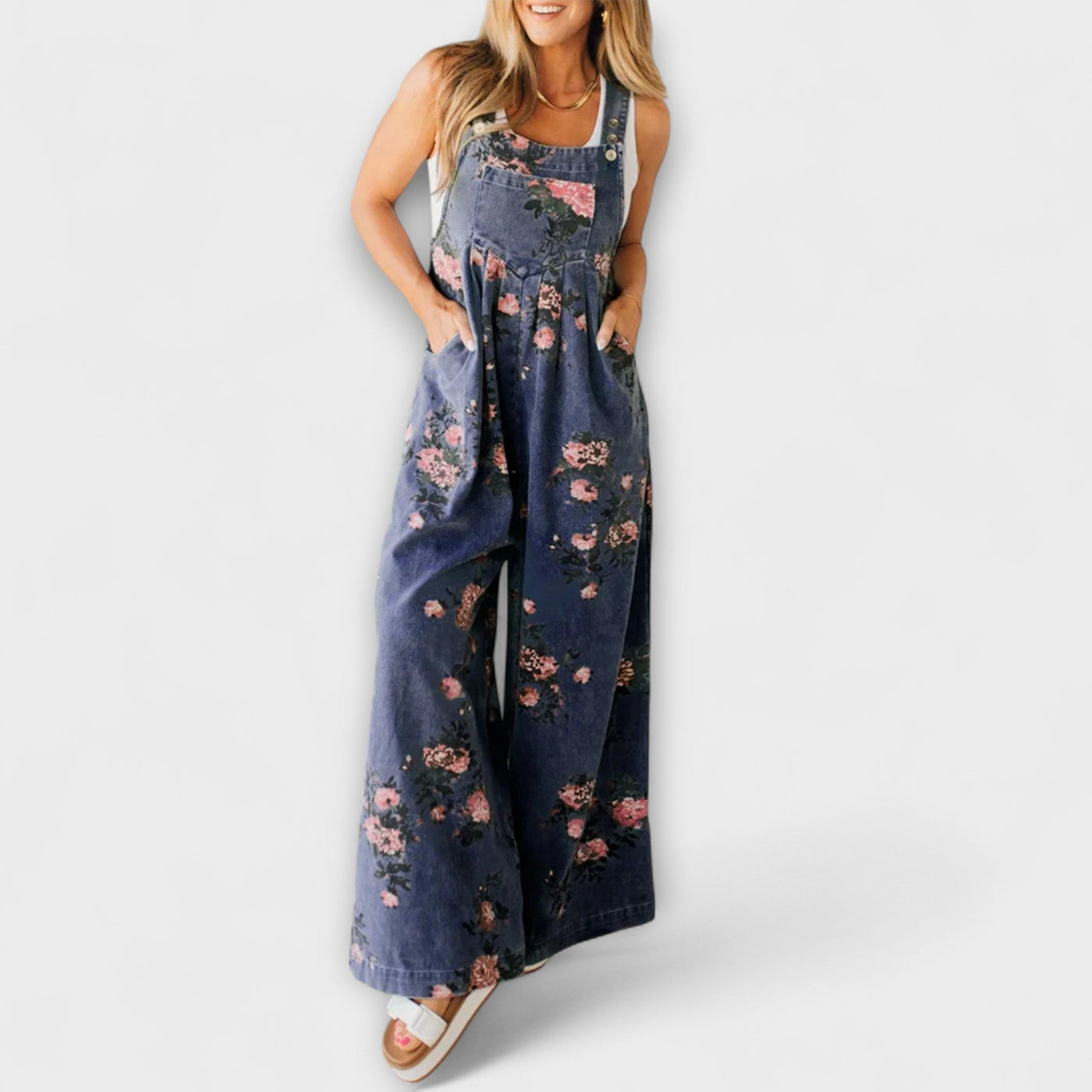 Bethany - Roba de treball de denim amb estampat floral