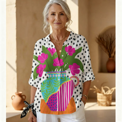 Amara - Camiseta amb motiu de flor de gerro