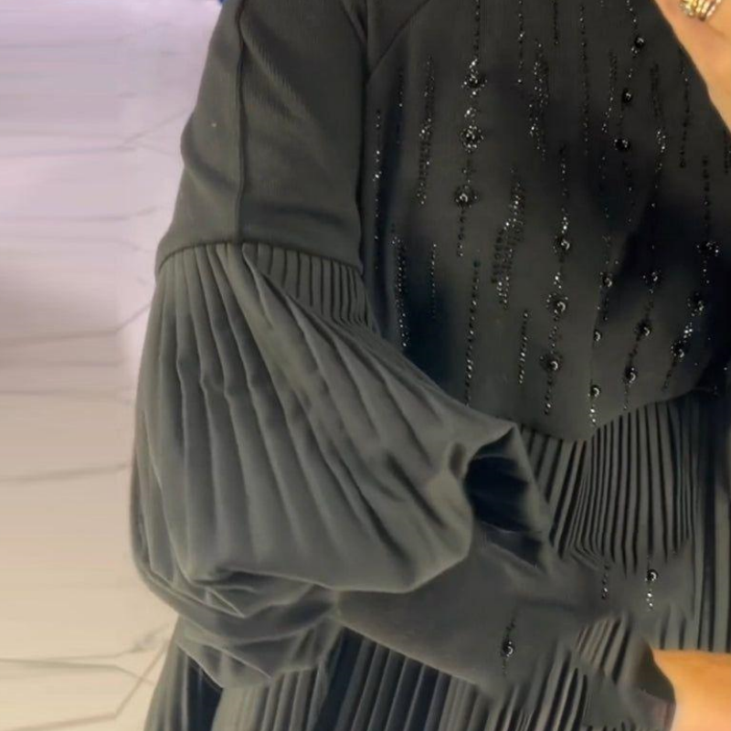 Luna™ | Vestit plisat elegant amb mànigues bufandes