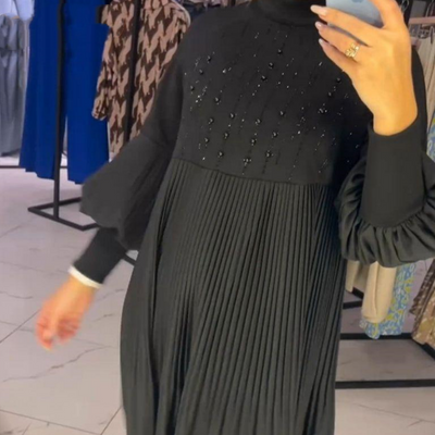 Luna™ | Vestit plisat elegant amb mànigues bufandes